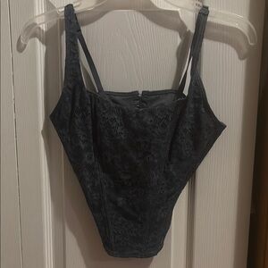 Elegant Blue Lace Bodysuit